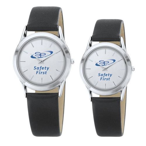 AD011727 Silver & Leather Watch